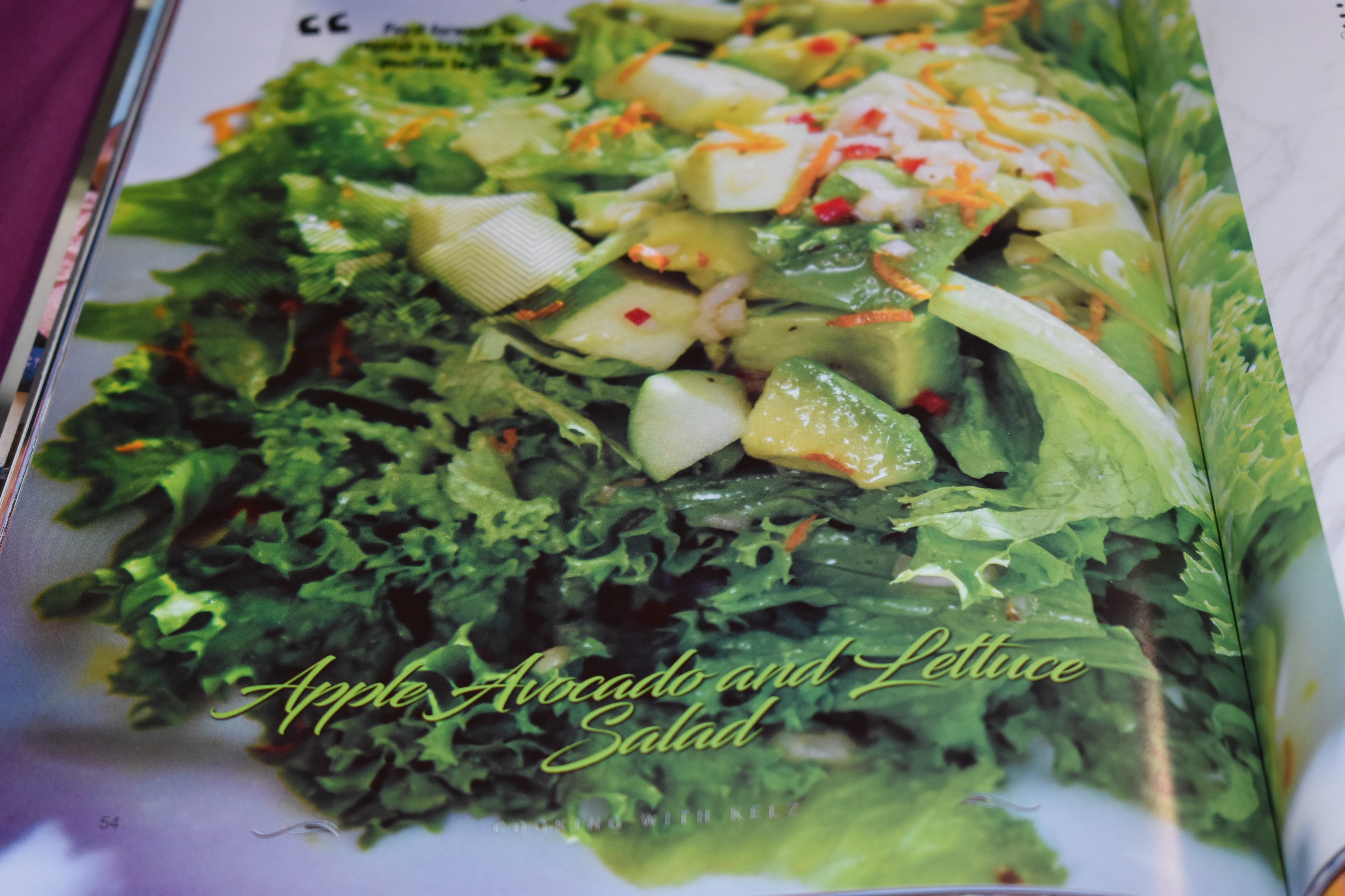 Apple, avocado and lettuce salad. Cook book, recipes.