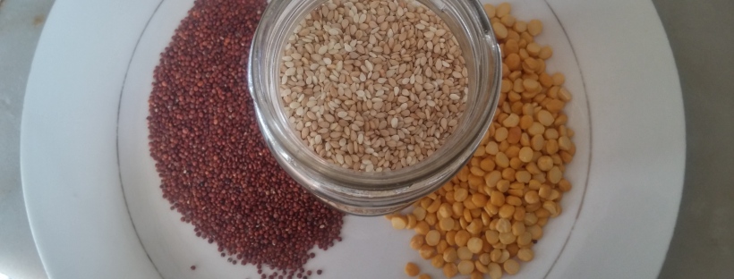 seeds, grains, glutenfree. simsim, millet, peas